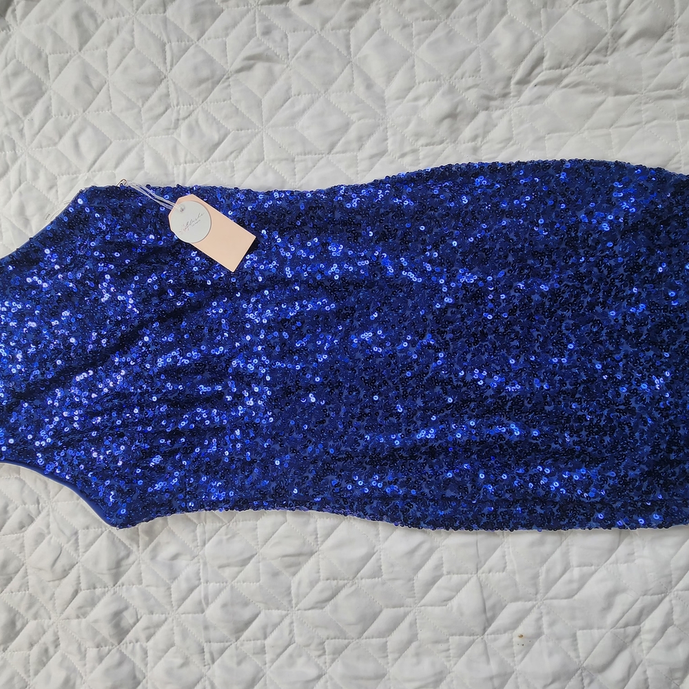 Womens Blue Sequin Dress - Sleeveless Party Dress